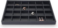 Stackable Jewelry Organizer Tray Premium PU Leather 24 Grid Jewelry Display Tray Trinket Earring Ring Organizer