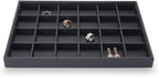 Stackable Jewelry Organizer Tray Premium PU Leather 24 Grid Jewelry Display Tray Trinket Earring Ring Organizer