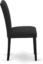 East West Furniture AMAB3-ABK-24 3 Piece Modern Dining Table Set Contains a Round Kitchen Table with Pedestal and 2 Black Color Linen Fabric Upholstered Chairs, 36x36 Inch, Wirebrushed Black