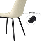 4 PCS Faux Leather Dining Chairs, Mid Century Modern Leisure Upholstered Chair with Metal Legs for Kitchen Living Room Beige
