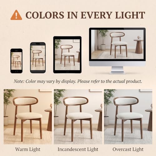 Wooden Dining Chairs set of 2, Farmhouse Dinner Chairs with Curved Back