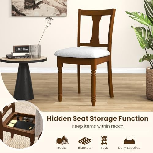 GOFLAME Upholstered Dining Chairs Set of 4, Wooden Dining Chairs with Padded ...