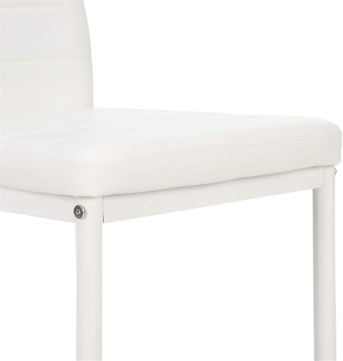 Karl home White Dining Chair Set of 6, Leather Dining Chairs with Curved Back & Foot Cap Protection for Dining Kitchen Living Room, 300lbs Capacity