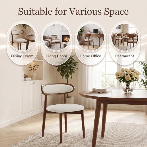 Wooden Dining Chairs set of 2, Farmhouse Dinner Chairs with Curved Back