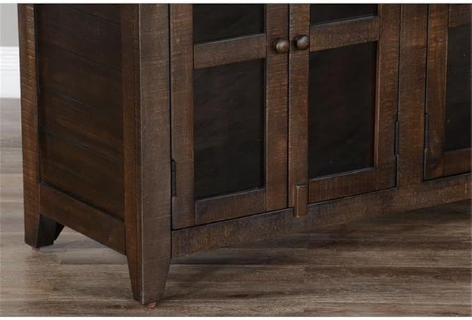 Pemberly Row 70" Dark Wood TV Stand Media Console Cabinet, Rustic Entertainment Center, for TVs up to 80" in Tobacco Leaf