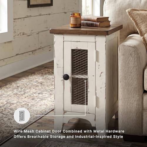 Signature Design by Ashley Wystfield Chairside End Table, Vintage White