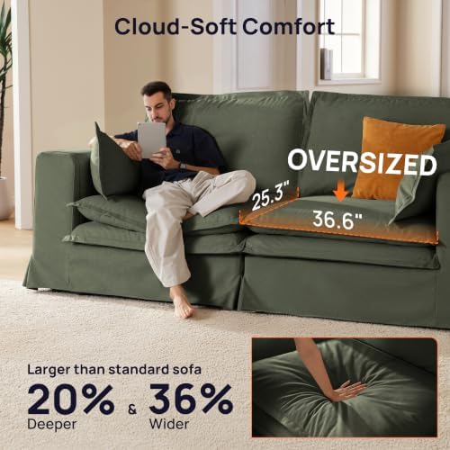 117" Washable Oversize Modular Sectional Sofa Couches for Living Room,Gr...