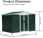 8' x 6' Outdoor Metal Storage Shed Outdoor Shed Galvanized Steel Garden Shed with Sliding Door and Window for Ventilation Storage Sheds House for Backyard Garden（Green）