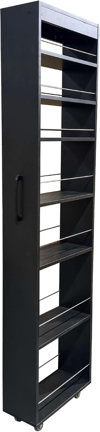 7 Tier Pull-Out Kitchen Pantry Storage Cabinet, 7.8'' Wide Rolling Op...