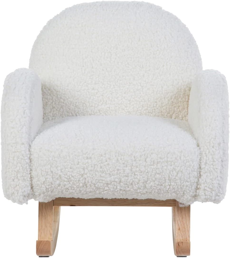 Reatowrol Childhome - Rocking Chair for Children - Super Soft Teddy Fabric, Antique White Natural 52 x 45 x 51 cm, Twin