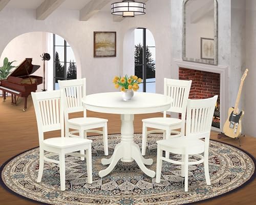 East West Furniture ANVA5-LWH-W 5 Piece Kitchen Table Set for 4 Includes a Ro...