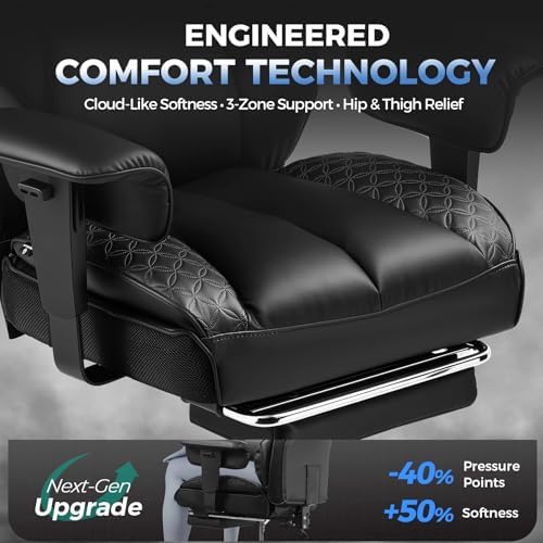 GTPLAYER Big and Tall Gaming Chair 400lbs Heavy Duty Office Chair with Footre...