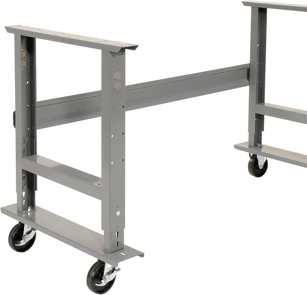 Global Industrial Mobile Adjustable Height Workbench, Maple Butcher Block Square Edge, 72" W x 30" D, Gray