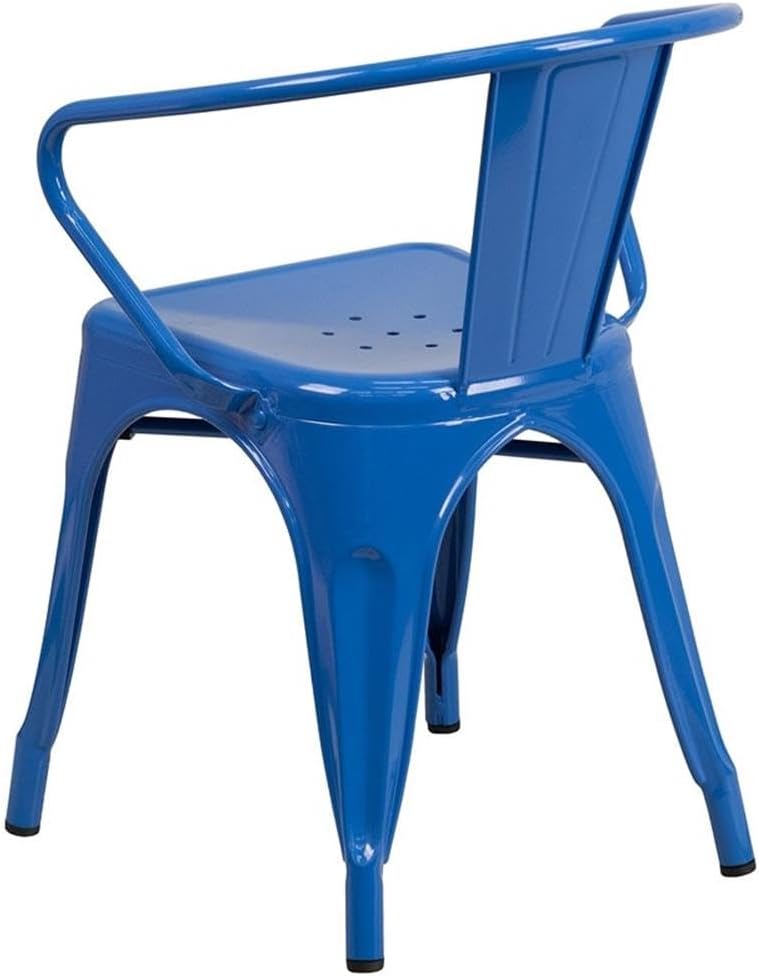 Flash Furniture Luna Commercial Grade Blue Metal Indoor-Outdoor Chair with Arms