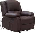 Massage Leather Recliner Chair with Heat and USB Charging Port (Brown)