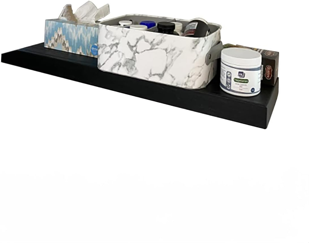 joelsantiques 42 Inch Wooden Elite Floating Shelves for Wall - 42x8x2 in - Made of Natural Wood - Heavy Duty Rustic Wall Shelves Made in USA - Perfect for Living Room, Kitchen - Black