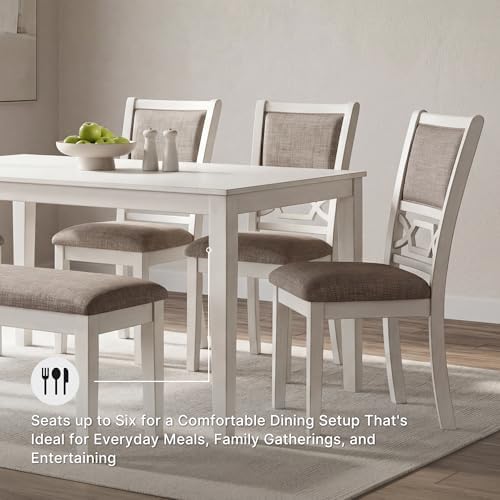 Signature Design by Ashley 6-Piece Dining Set with Bench, Antique White