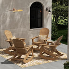 WO Home Furniture Patio Rocking Chair Set of 4 PCS Garden Outdoor HDPE UV Weather Resistant (Teak)