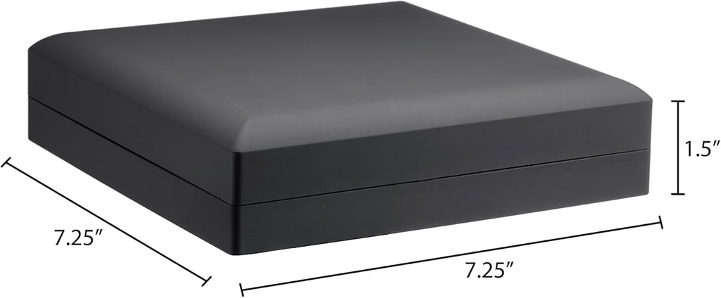 Allure - Bulk Case Of 12 - Large Necklace Box With LED Light, Square Shaped, Elegant Diamond Necklace Case, For Unique Proposal Or Wedding, Luxury Black Velvet Interior Jewelry Display Gift Box.