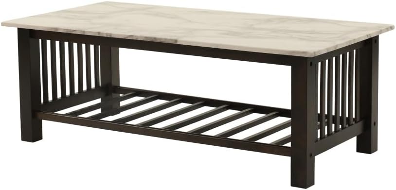 Contemporary 3pc Occasional Table Set Faux Marble Top Open Storage