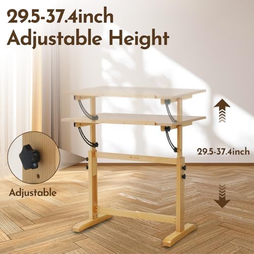 conda Wood Drafting Table - Adjustable Height, 35.5"x23.5" Plan Tab...