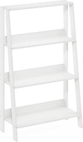 Furinno Ladder 4-Tier Book Shelf, Open Shelving Ladder Shelf, Plain White | 10.9 x 23.6 x 38.4, Open Shelving, Bookshelf, Display Storage Bookcase, for Organization, Living Room, Home Office