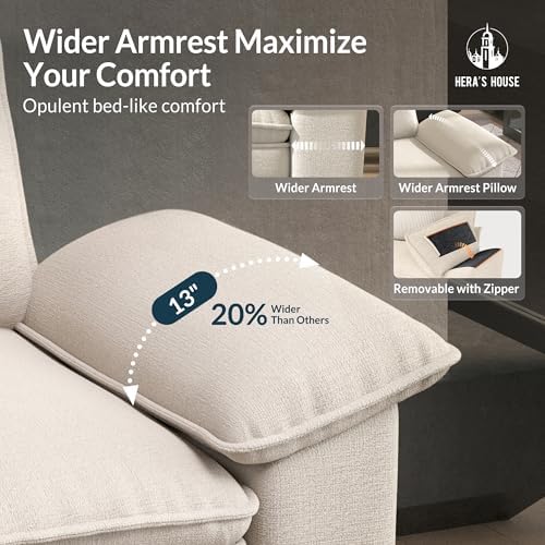 HERA'S HOUSE 3-Seat L Shaped Modular Cloud Couch Sectional Sofa Ottoman