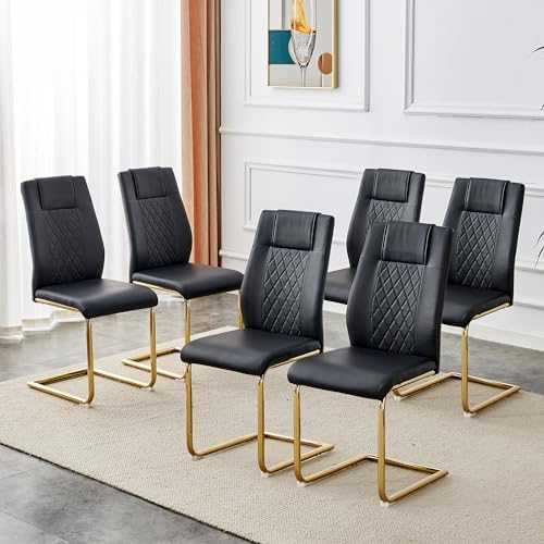 Dining Chairs Set 6, Armless Gray Kitchen Chairs,Waterproof Faux Leather Dinn...