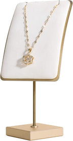 GemeShou White jewelry necklace display for sale, gold necklace and earring holder, velvet jewelry organizer necklace hanger【White】