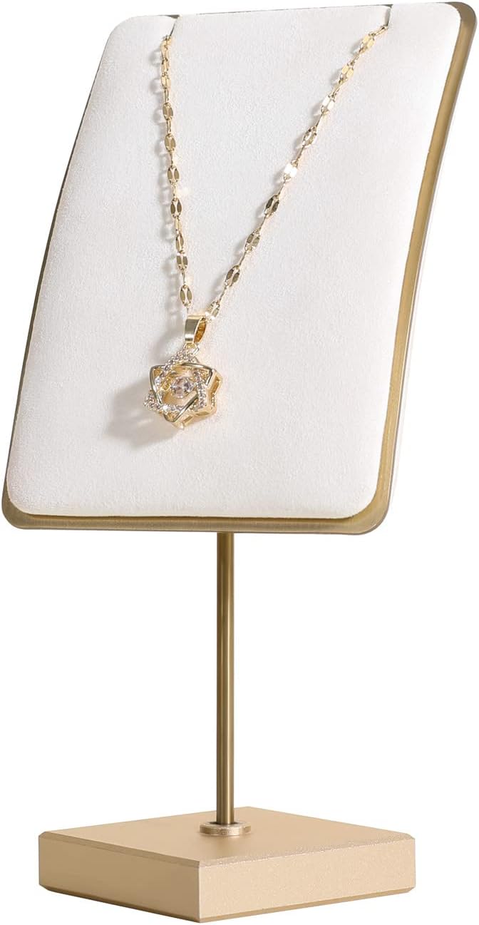 GemeShou White jewelry necklace display for sale, gold necklace and earring holder, velvet jewelry organizer necklace hanger【White】