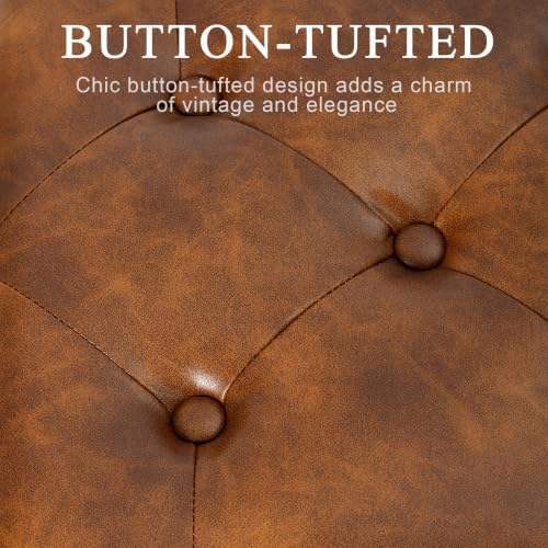 DUHOME Button-Tufted Ottoman Bench, Upholstered Bedroom Benches Leather Footr...