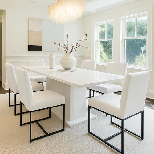 HNY Modern Dining Chairs Set of 6, Upholstered Leather Dining Room Chairs wit...