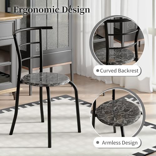 VECELO 3-Piece Dining Table Set for Kitchen Breakfast Nook, Wood Grain Oval T...