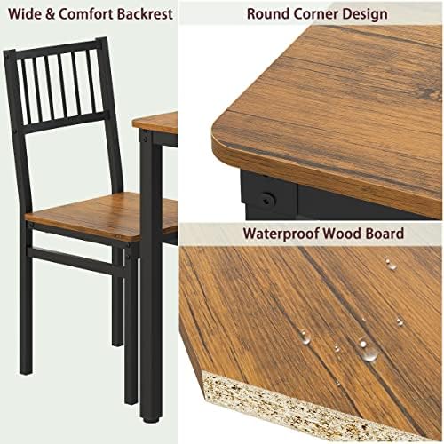 Teraves Dining Table Set for 4/Computer Desk,Kitchen Table with 2 Chairs and ...
