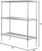Omega 24" Deep x 72" Wide x 74" High 3 Tier Gray Starter Shelving Unit