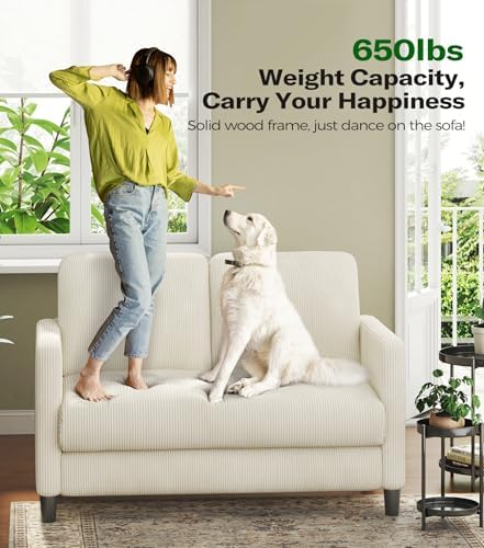Welzona Loveseat, 51" Small Couch, Corduroy Love Seat, Small Loveseat So...