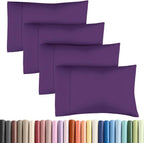 Queen Pillow Cases - 4 Pack - Super Soft Pillowcase Covers - Envelope Enclosure - Hotel Quality Pillow Protectors - Wrinkle Free, Fade, Shrink & Stain Resistant - Machine Washable - 20" x 30" (Purple)