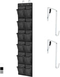 GORILLA GRIP Over the Door Shoe Organizer, 12 Large Breathable Mesh Pockets, Space Saving Hanging Storage Holder, 2 Hook Closet Rack Hanger, Hangs on Closets for Shoes, Accessories, 64H x 9.5W Black