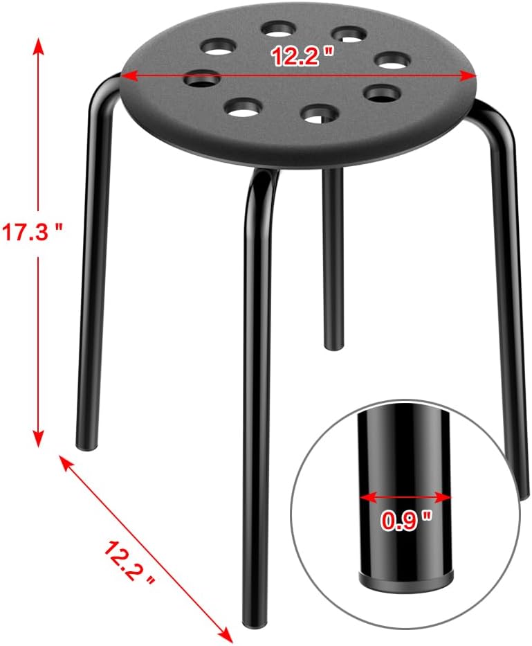 Topeakmart 17.3in Round Backless Stool, 5-Pack, Black | Portable plastic frame, nestable, space-saving, sturdy, versatile for indoor/outdoor, garden or party.