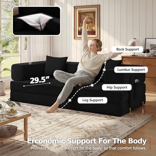 MoonSpeak 78.8'' Futon Sofa Bed, Couches for Living Room | Corduroy C...
