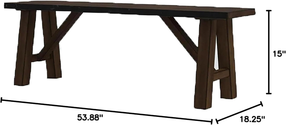 Furniture of America Drivet Rustic Wood Rectangle Dining Bench in Walnut