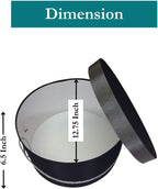 Sarah's Hat Boxes Classic Black/Gray Hat Box – 12.75" x 6.5" (Dia. x Ht.) Handmade in USA – Odorless Non-Toxic Adhesive, Cording Handle – Premium Storage for Hats & Accessories