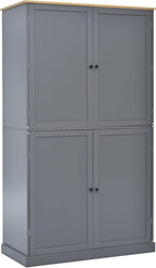 40.2x20x71.3inch High Freestanding Kitchen Pantry Large Cupboard Storage Cabinet with 2 Drawers, 2 Adjustable Shelves, 8 Door Shelves for Kitchen, Dining Room,Gray