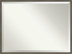 Amanti Art Grey Wall Mirror 31x41 Svelte Clay Grey Rectangle Bathroom Mirror for Wall Decor Living Room, X-Large Modern Wood Frame, Hangs Horizonally and Vertically, Bathroom Decor, Beveled Edge