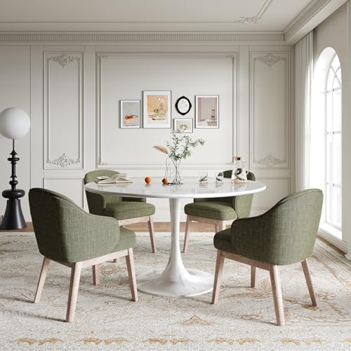 MALOL Dining Chairs Set of 4 with Lumbar Support,Fabric Upholstered Kitchen C...