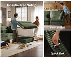 154" Oversize Corduroy Modular Sectional Sofa Couches for Living Room,Green | Washable Couch with Fully Removable Cover, Cloud Couch Sectional, 6 Seater with 2 Ottoman
