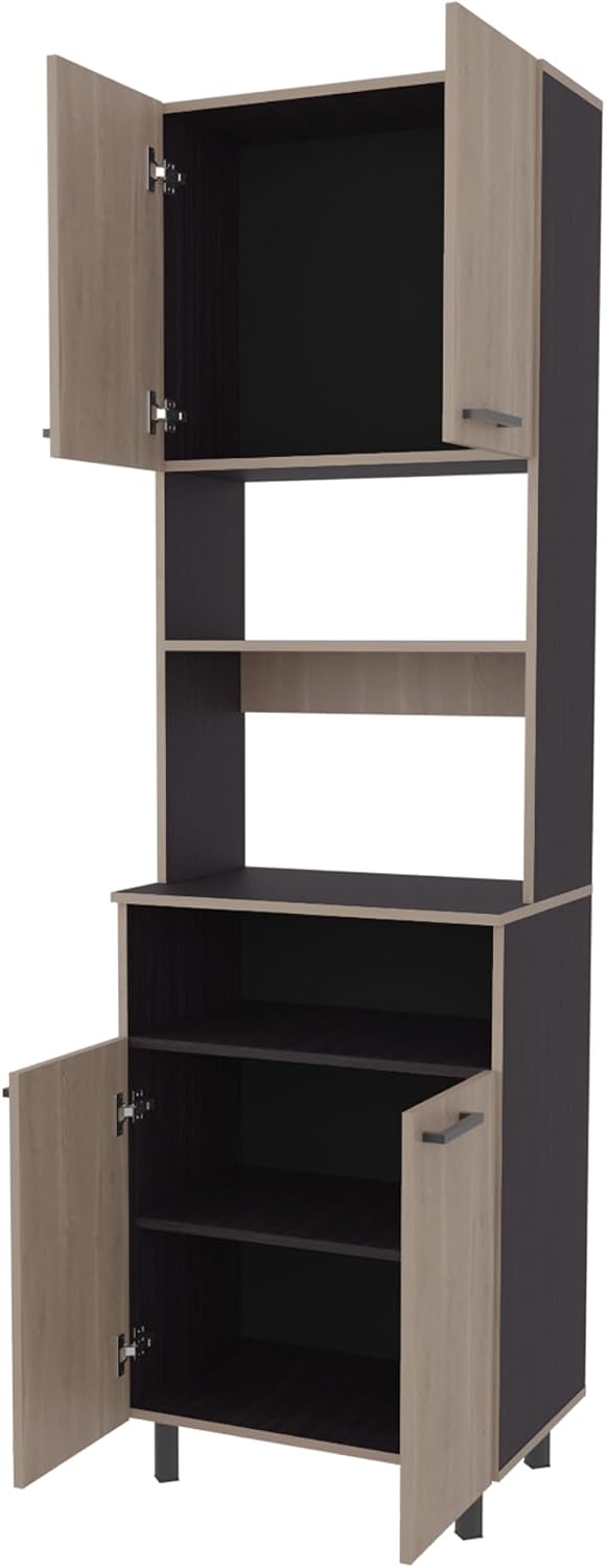 Kitchen Pantry with Open Storage and 4 Doors,for Kitchen