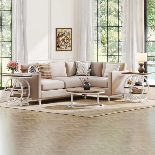 Tribesigns End Table Set of 2, 3-Tier Modern Narrow Side Table with Storage, ...
