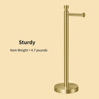 YUMORE Toilet Paper Holder Stand Freestanding, Weighted and Sturdy Stainless Steel Design with Non-Slip Cap, Gold Rustproof Tissue Roll Holder for Modern Bathroom, RV