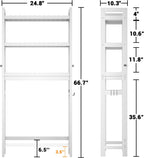 Homykic Over The Toilet Storage, Bamboo Over Toilet Bathroom Organizer Rack, Freestanding Bathroom Shelves Above Toilet Storage with 3 Hooks, Bathroom Space Saver, No Rust, Easy to Assemble, White